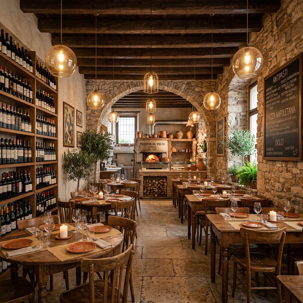 Gli interni della Pizzeria Vesuvio a Verona