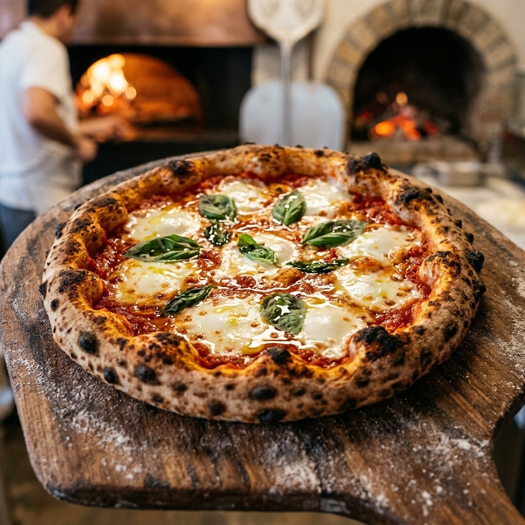 Pizza Margherita cotta a legna